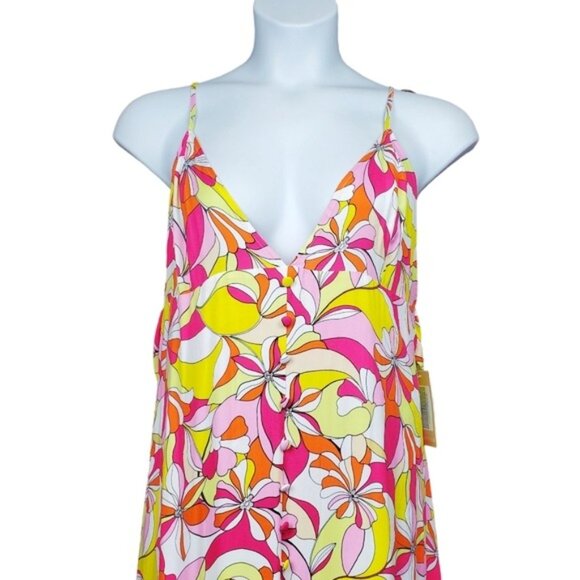 JustFab Womens Multicolor Fuchsia Floral Print Tiered Maxi Dress Size XXL NWT - Picture 4 of 8